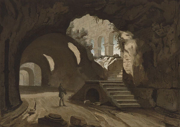 Underground corridors of the Coliseum, Rome (chromolitho)
