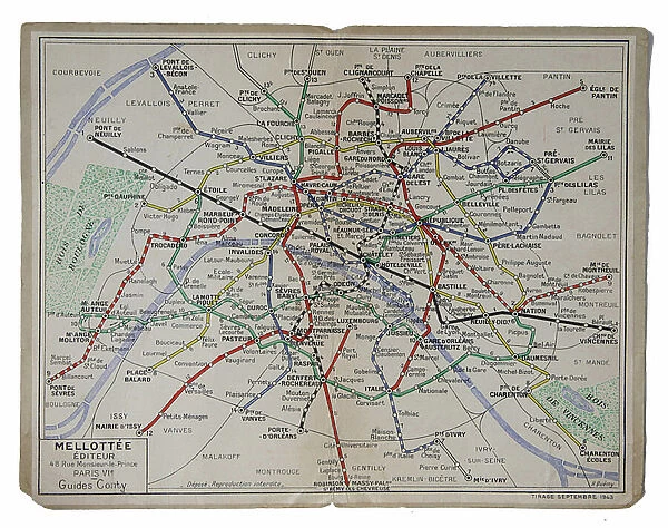 United States, 1944 Allied soldier's guide to Paris Subway System
