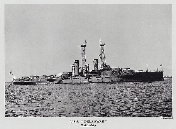 United States: USS Delaware, Battleship (b / w photo)