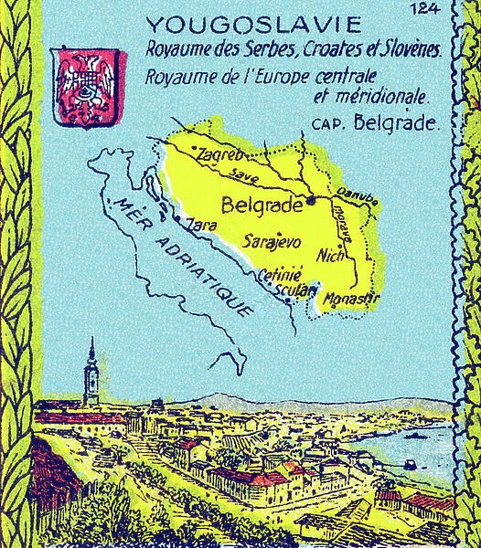 Universal Geography: Yugoslavia (Kingdom of Serbs, Croats and Slovenes). Advertising images edited for the brand Louit. Debut 20th century. (lithograph)