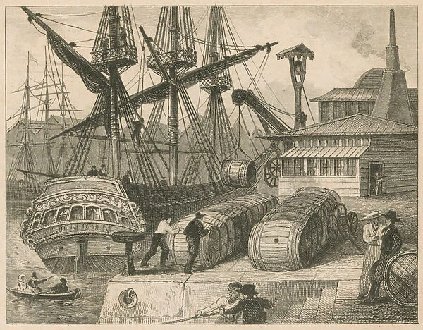 Unloading sugar at Bristol quay (engraving)