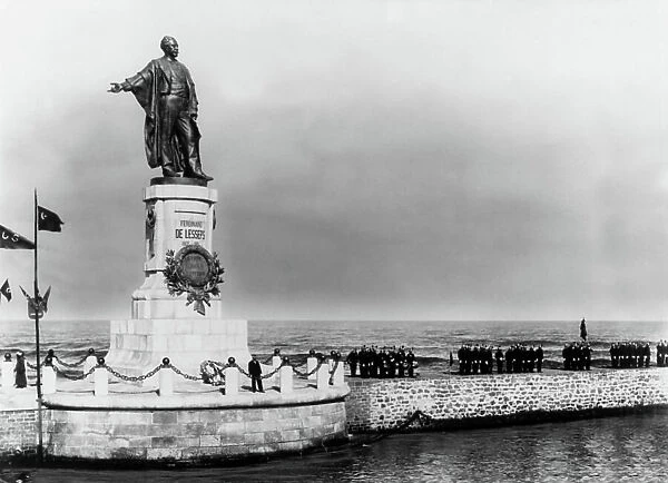 Unveiling of statue of Ferdinand de Lesseps in Port Said, Egypt, november 17, 1899 (Suez canal)