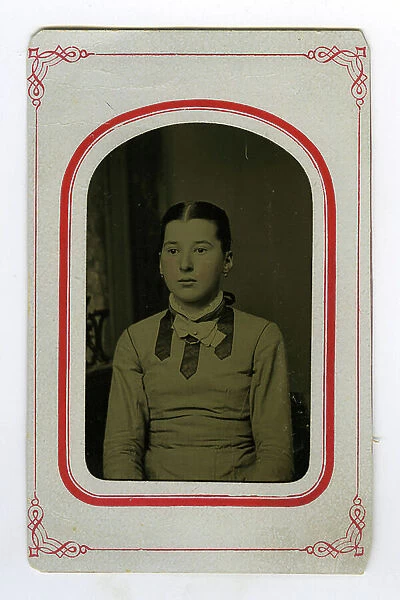 USA, Ferrotype portrait of a young girl, 1880