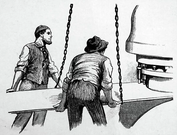 The use of a hydraulic punch to make rivet holes, 1850