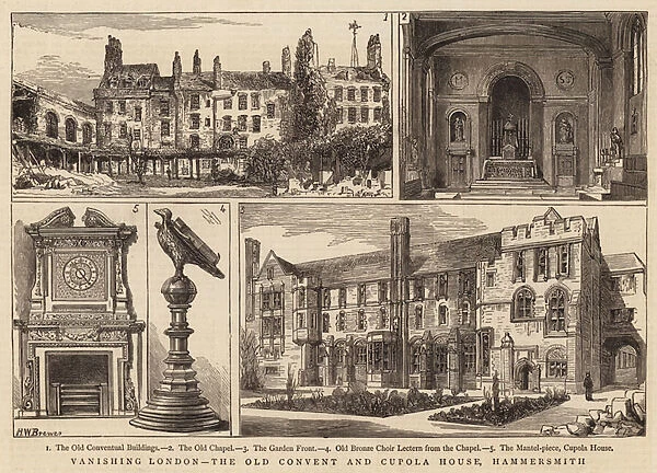 Vanishing London, the Old Convent and Cupola House, Hammersmith (engraving)