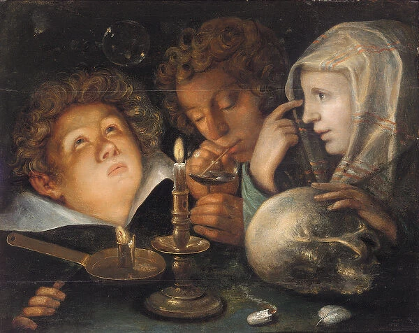 A Vanitas Allegory, Homo Bulla Est (oil on panel)