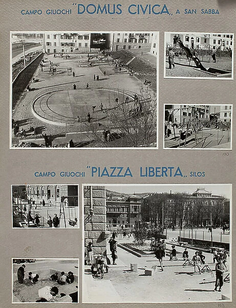 Various phases of the work of the Garden and Playground 'San Giovanni' and 'Villaggio Sereno' built by the Works Section Help Unemployed (SE.LAD), Activities of the division work in economics, Trieste