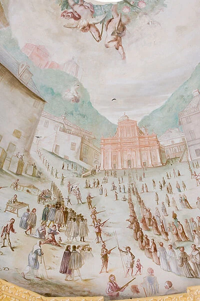 Detail of the vault with a bird-eye perspective of the Sanctuary, 1679-80 (fresco)