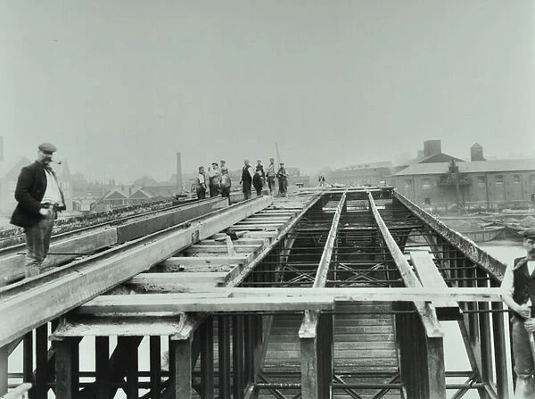 Vauxhall Bridge: demolition, 1898 (b  /  w photo)