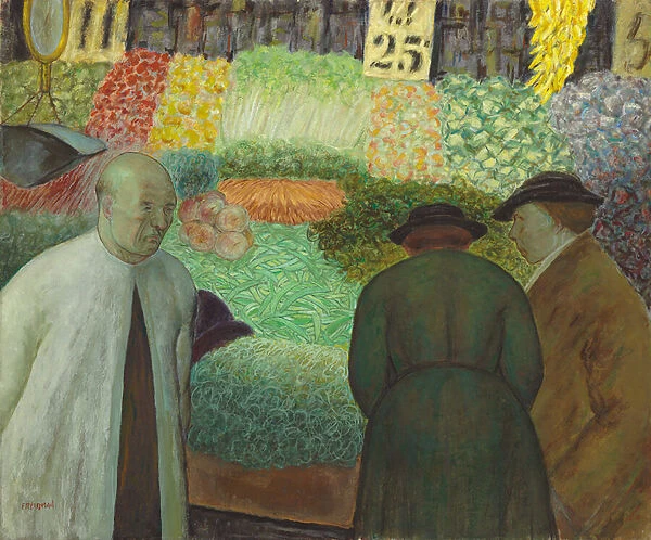 Vegetable Stand (oil on canvas)