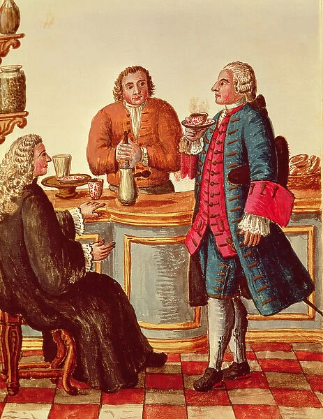 Venetian Noblemen in a Cafe (w  /  c on paper)