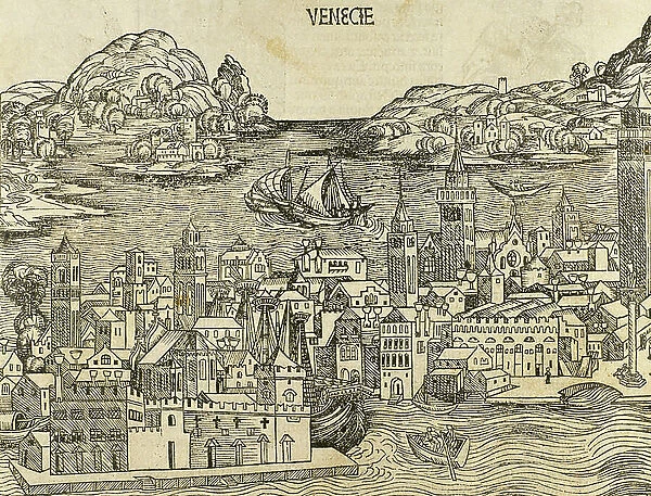 Venice, Italy, Liber Chronicarum (engraving)
