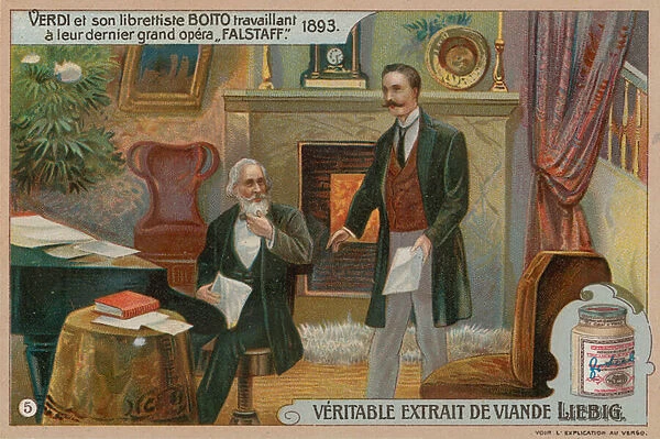 Verdi and Boito Compose Falstaff (chromolitho)