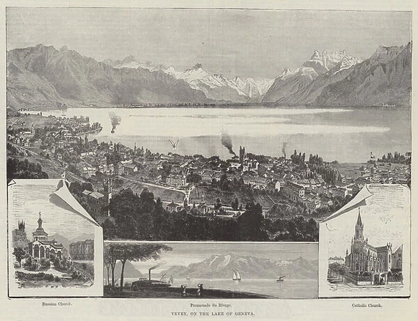 Vevey, on the Lake of Geneva (engraving)