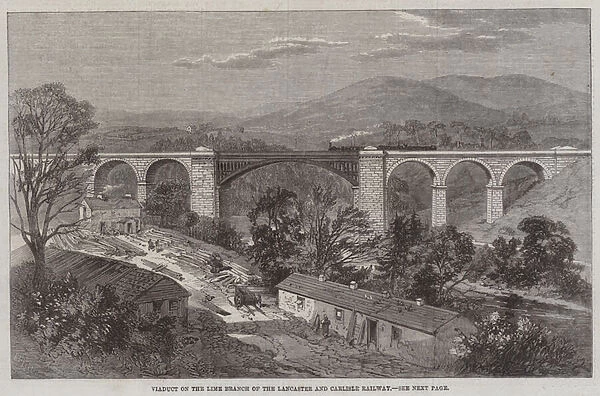 Viaduct on the Lime Branch of the Lancaster and Carlisle Railway (engraving)