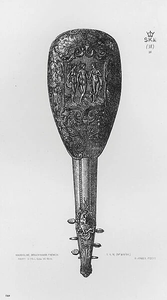 Victoria And Albert Museum: Mandoline, beechwood, French, about 1570 (engraving)