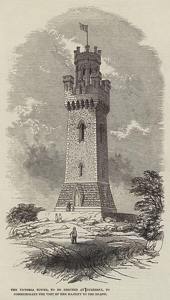 The Victoria Tower, to be erected at Guernsey, to commemorate the Visit of Her Majesty to the Island (engraving)