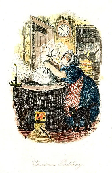 Victorian Christmas card titled The Christmas Pudding