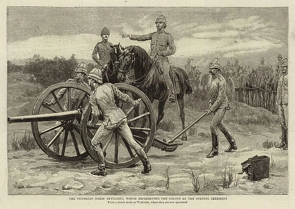 The Victorian Horse Artillery, which represented the Colony at the Opening Ceremony (engraving)