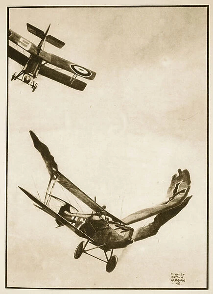 The Last Victory of James McCudden, illustration from Flying Memories by John Hamilton, 1934 (litho)