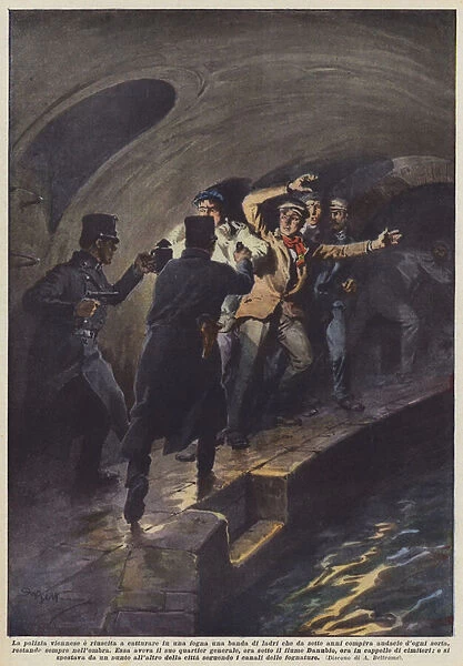 The Viennese police have managed to capture in a sewer a gang of thieves who for seven years... (colour litho)