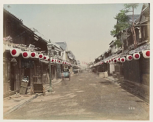 View of Benten dori Street in Yokohama - Benten dori street, Yokohama - Japan 1880-1910 - Hand coloured photo