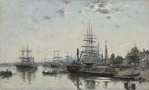 View of Bordeaux, from the Quai des Chartrons, 1874 (oil on fabric)