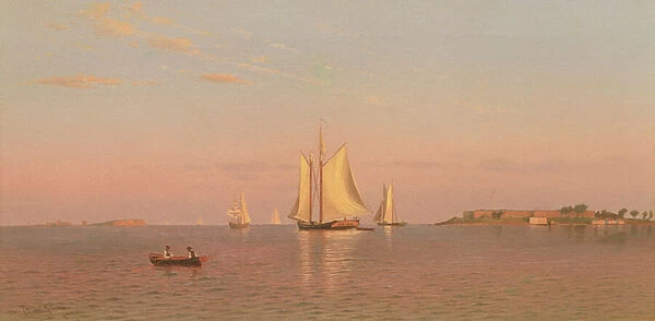 View of Boston Harbour near Castle Island, 1872 (oil on canvas)