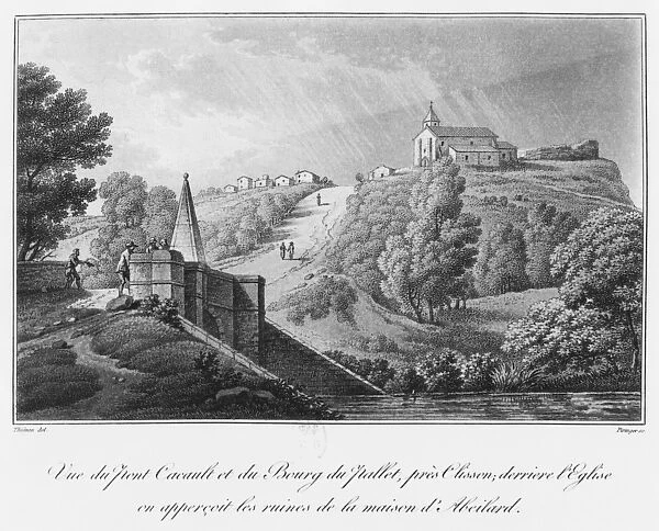 View of the Cacault bridge and the village of Pallet, near Clisson, ruins of the house of Abelard