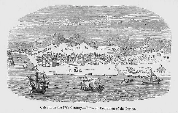 View of Calcutta as it appeared in the 17th century (engraving)
