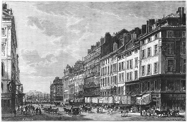 View of the Canebiere at Marseilles (engraving) (b  /  w photo)