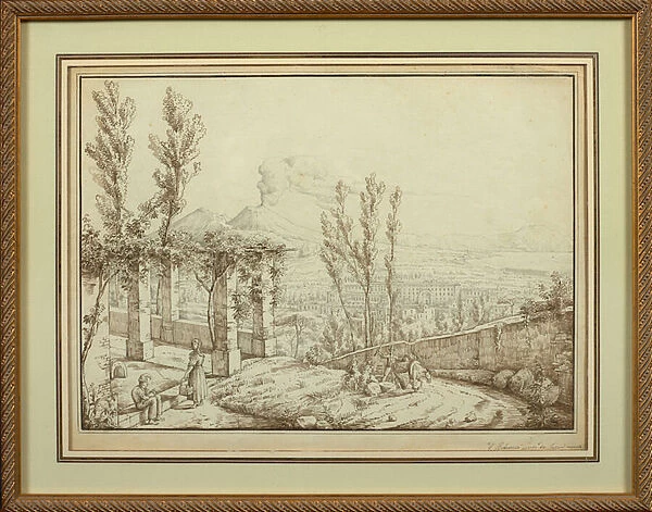 A View of Capodimonte in Naples: A Souvenir of the Grand Tour, 1800-50 (pen and black ink on laid paper)