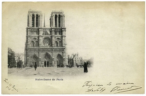 View of the cathedral Notre Dame de Paris, 1902 (postcard)