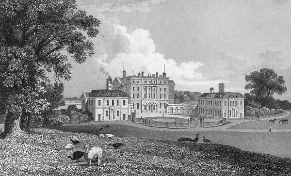 View of Chevening Place, engraved by S. Lacy, 1830 (engraving) (b  /  w photo)