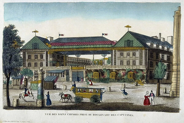 View of the Chinese baths taken from the Boulevard des Capucines - engraving