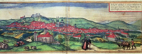 View of the city of Burgos, from the work Civites Orbis Terrarum edited by Georg Braun and engraved by Franz Hogenberg, 1576 (coloured engraving)