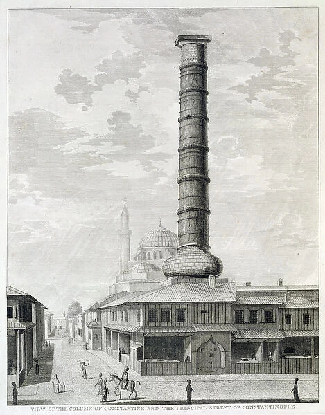 View of the Column of Constantine and the Principal Street of Constantinople (engraving)