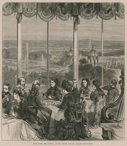 View from the Crystal Palace Grand Saloon summer dining room (engraving)