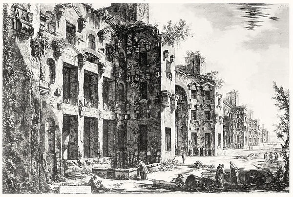 View of the Frigidarium at the Baths of Diocletian, from the Views of Rome series, c