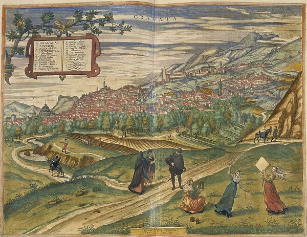 View of Granada (hand coloured engraving)