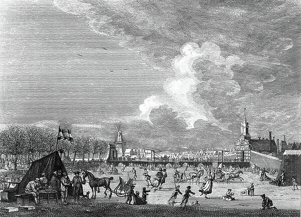 View of Haarlem gate in Amsterdam 18th century, engraving