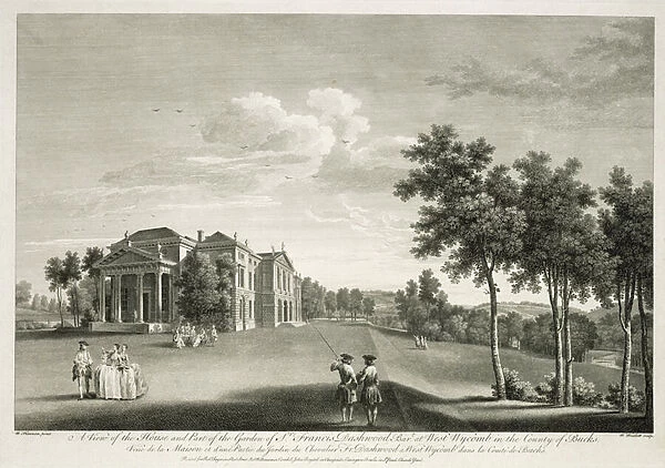 View of the house and part of the garden at West Wycombe, Buckinghamshire
