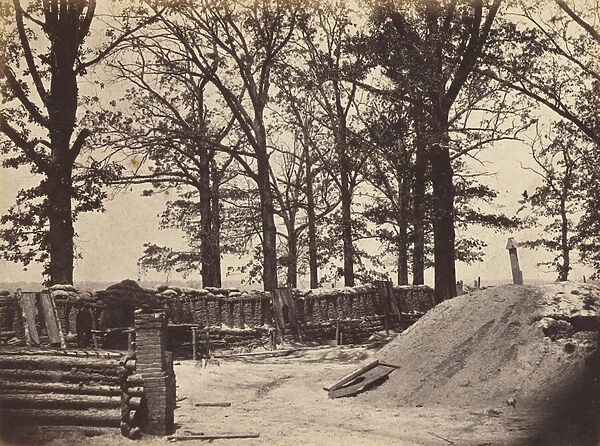 View of the Interior of Fort Stedman, May 1865 (albumen print mounted on wove paper)