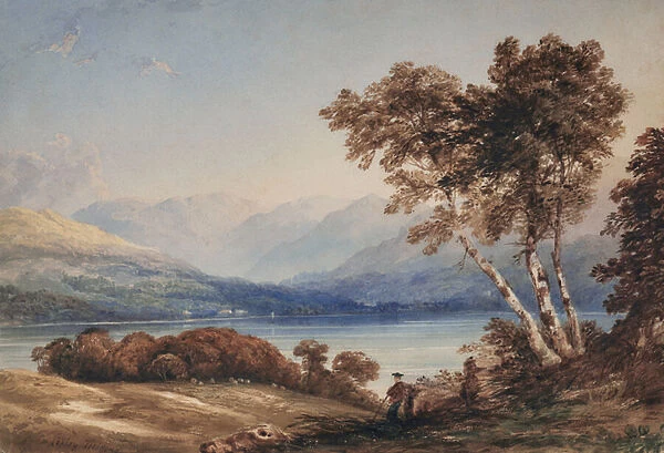 View of a lake, 1800-55 (Watercolour)