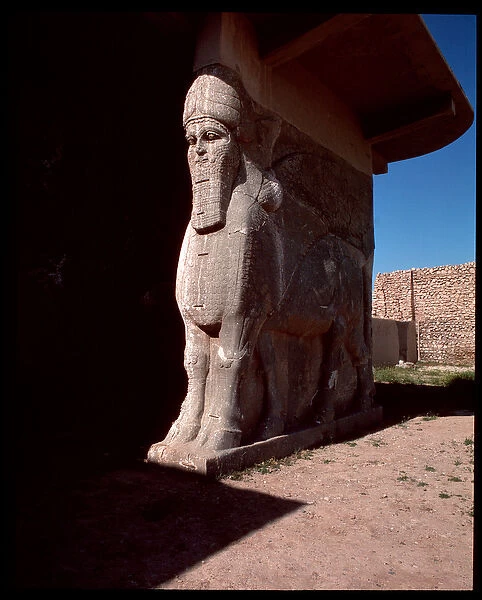 View of a lamassu of the gate of the palace of King Ashurnasirpal II, 9th-7th century BC