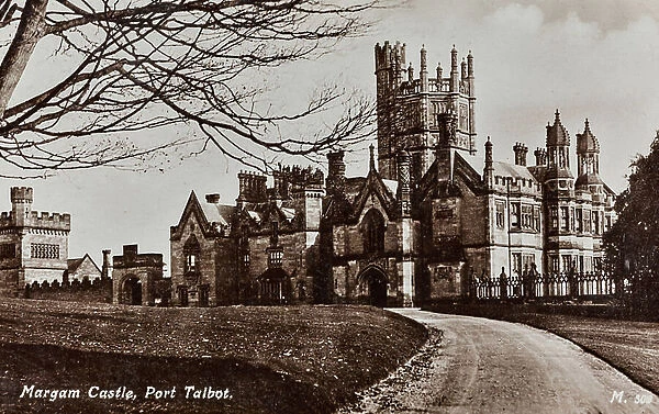 View of Margam Castle, Port Talbot, Wales