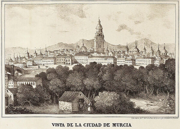 View of Murcia. Engraving. SPAIN. MADRID (AUTOUS COMMUNITY). Madrid. National Library