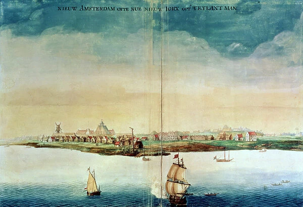 View of New Amsterdam, 1650-3 (colour litho)