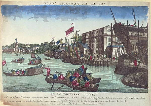 View of New York, engraved by Balthazar Frederic Leizelt (coloured engraving)