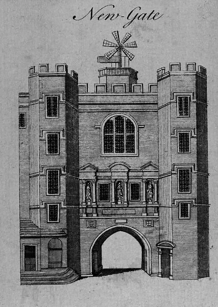 View of Newgate (engraving) (b  /  w photo)